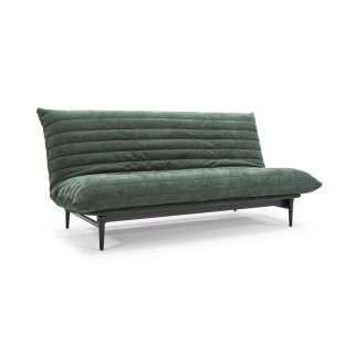 Colpus 140 Sofa Bed Quiltus v tkanini 281 Avella Pine Green – raztegljiv kavč z nastavljivim naslonom in črnimi lesenimi nogami