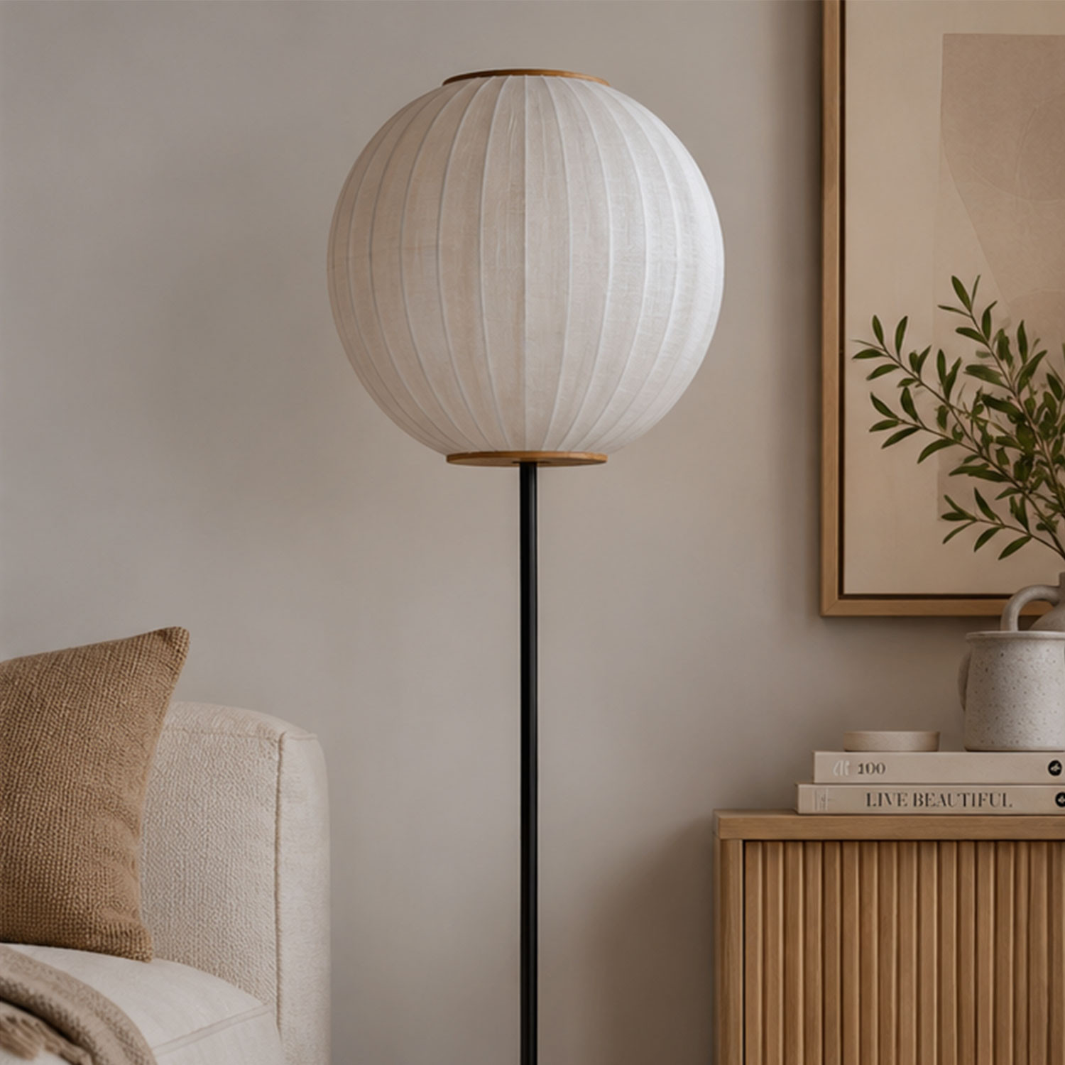 Balloon Floor Lamp Ø40 – Linen White