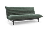 Colpus 140 Sofa Bed Quiltus v tkanini 281 Avella Pine Green – raztegljiv kavč z nastavljivim naslonom in črnimi lesenimi nogami