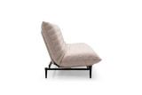 Colpus 140 Sofa Bed Quiltus v tkanini 612 Blida Sand Grey s črnimi nogami – stranski pogled na skandinavski kavč