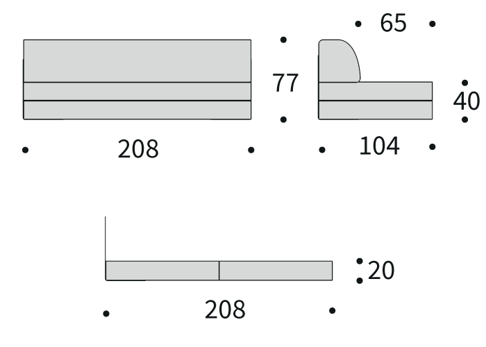 Dimenzije Cozy Pad C01 – kavč in ležišče