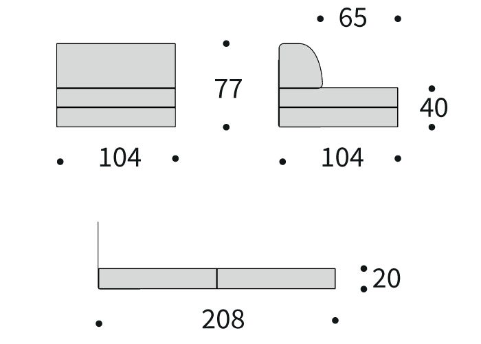 Dimenzije Cozy Pad C03 – fotelj in ležišče