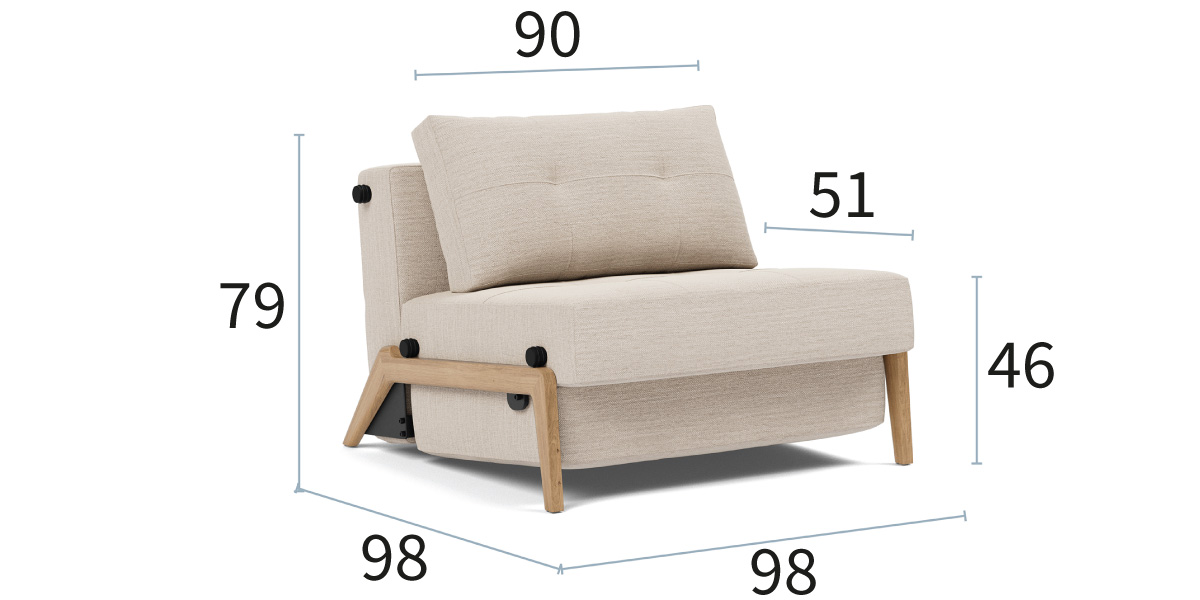 Cubed 90 Wood Fotelj dimenzije: širina in globina 98 cm ter višina 79 cm