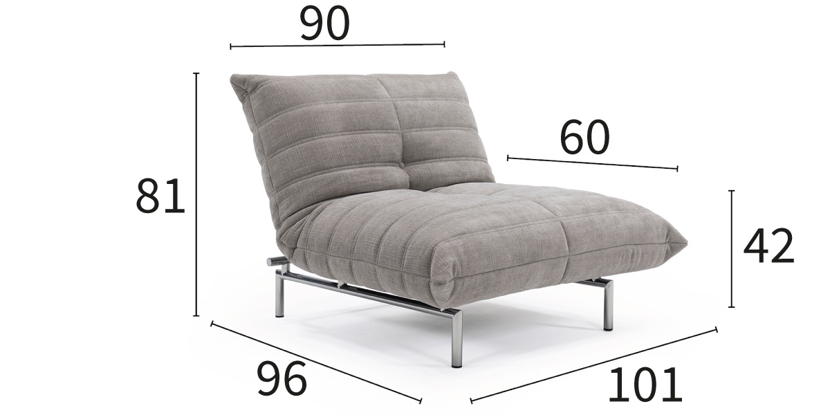 Mikunjo Chair dimenzije fotelja širina 101 cm in višina 81 cm