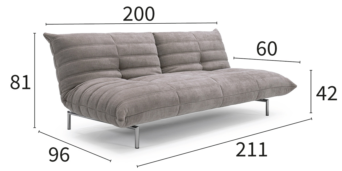 Mikunjo Sofa Bed dimenzije kavča širina 200 cm in višina 81 cm