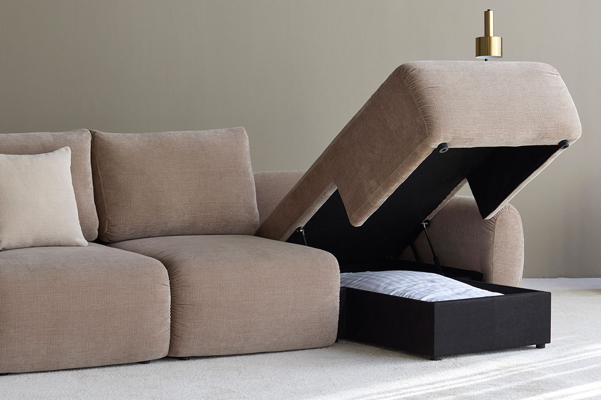 Norum Sofa Bed v U-obliki z dvema shrambama