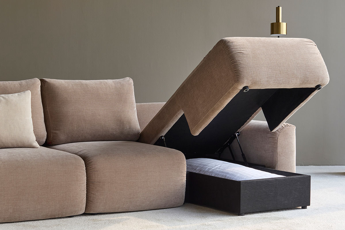 Norum Sofa Bed v U-obliki z dvema shrambama