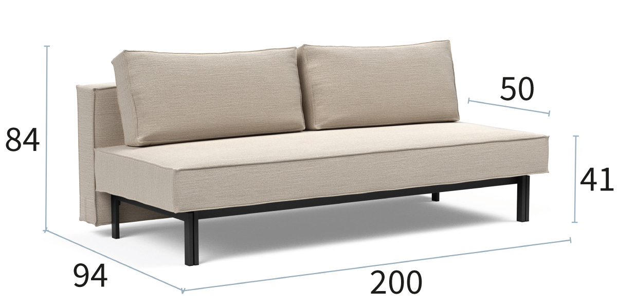 Sly raztegljiv kavč dimenzije: širina 200 cm, globina 94 cm, višina 84 cm