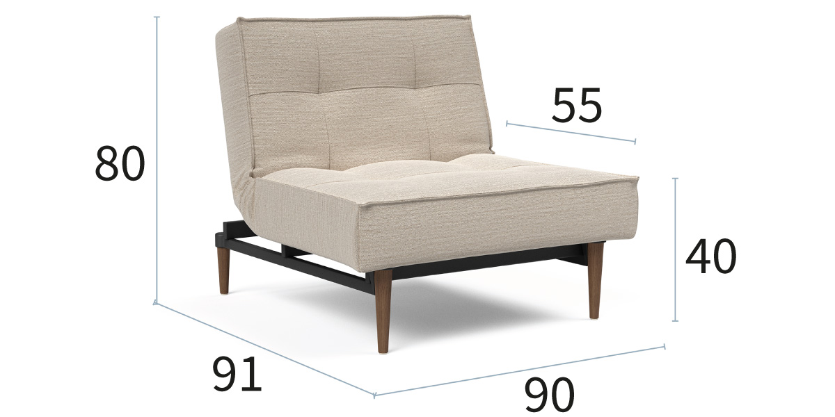 Splitback Styletto Fotelj dimenzije širina 90 cm, globina 91 cm in višina 80 cm