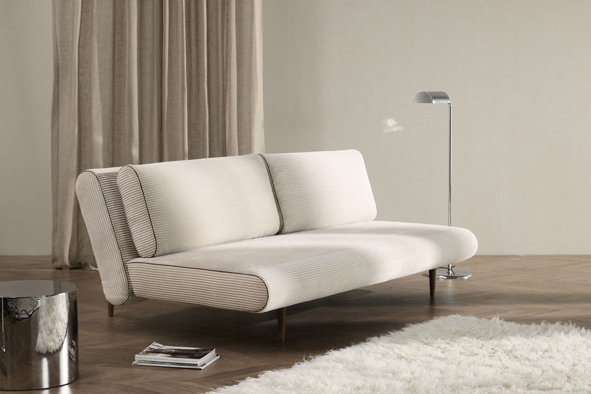Unfurl Lounger Sofa Bed Innovation Living z globljim sediščem in hrbtnima blazinama