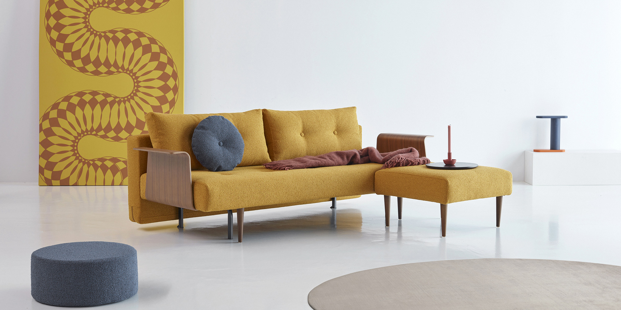 Recast sofa bed z rokonasloni, tkanina 536