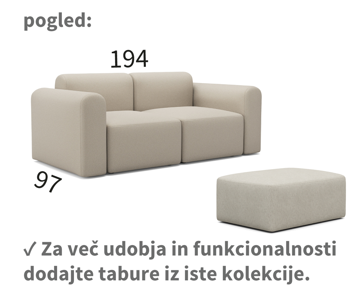 rund sedežna garnitura, dolžina 194 cm