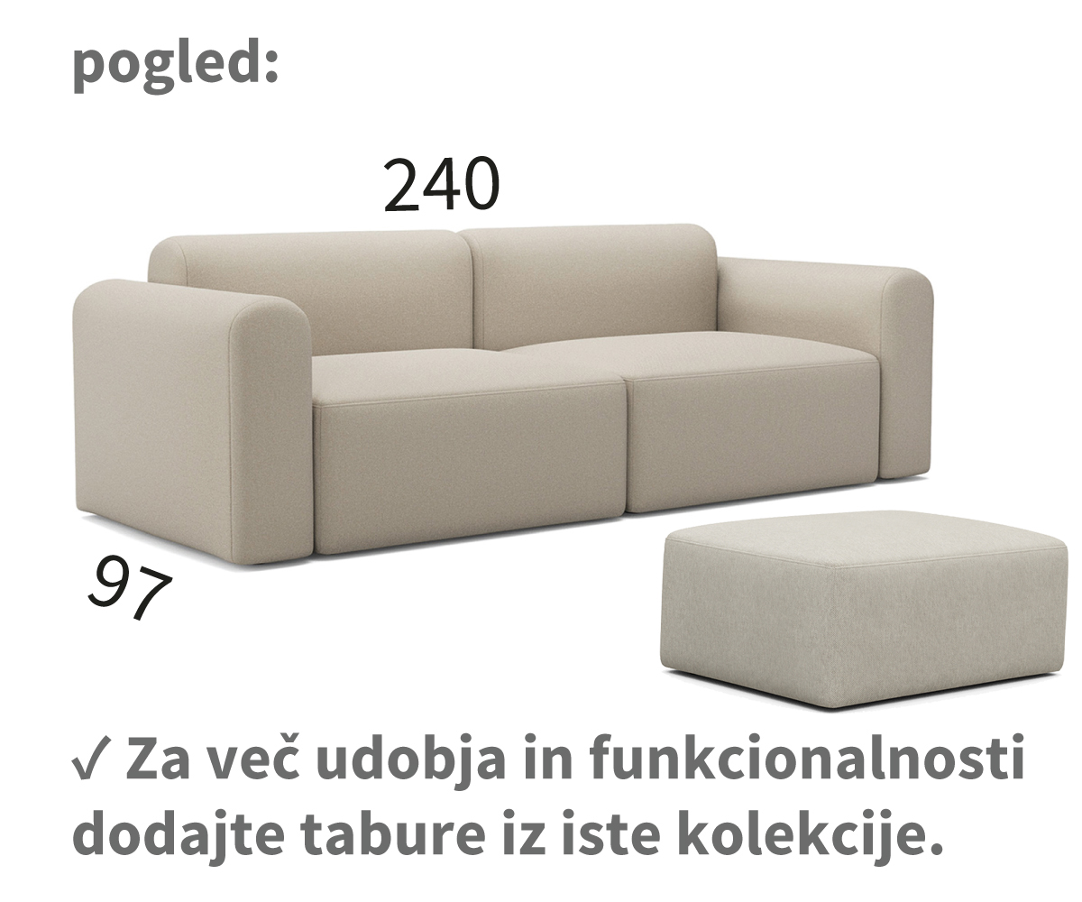 rund sedežna garnitura, dolžina 240 cm