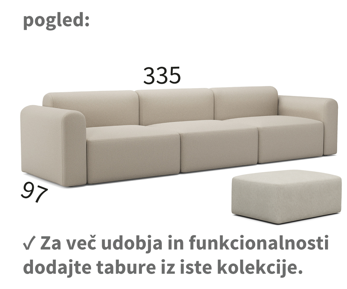 rund sedežna garnitura, dolžina 335 cm