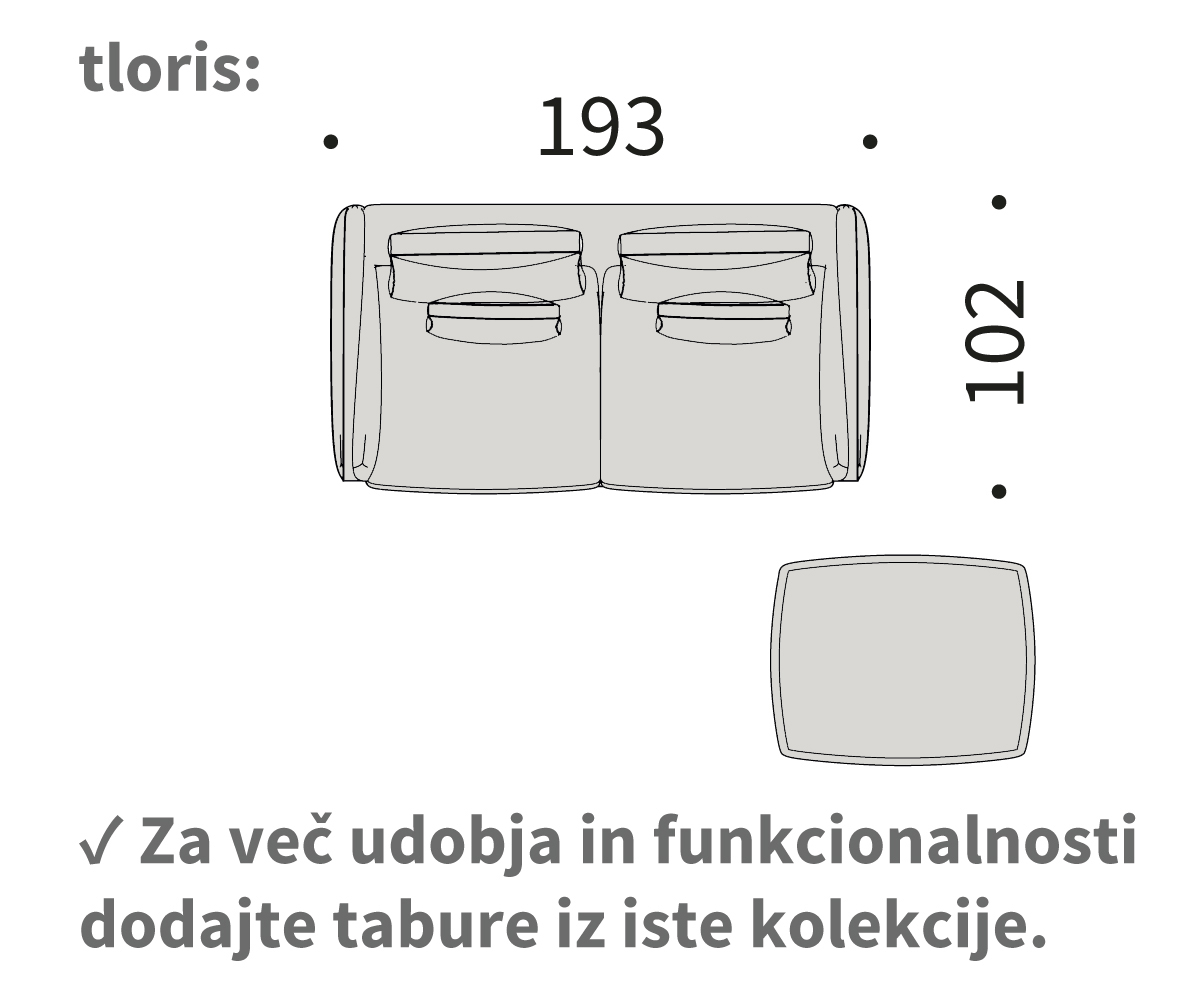 vivole dvosed, dolžina 193 cm